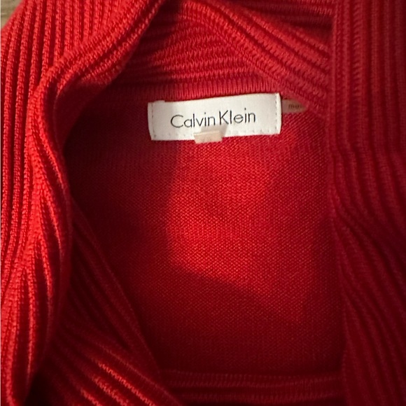 Calvin Klein Colorblock Cowl Neck Sweater | Red & Black | Size XS - Picture 7 of 10